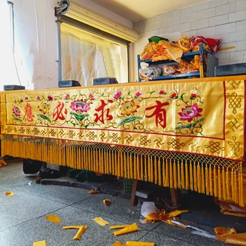 200CM timp Budist Taoism Templu altar de Închinare TU QIU BI YING Buddha Broderie masă de Altar cabina de perete banner
