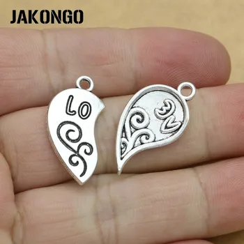 JAKONGO Placate cu Argint Antic Dragoste Inima Farmecul Pandantive pentru Accesorii Bijuterii a Face Brățară DIY 23mm 8sets/lot